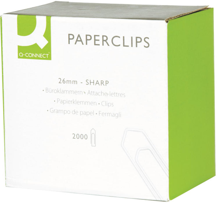Q-CONNECT papierklemmen, 26 mm, verpakking van 2000 stuks