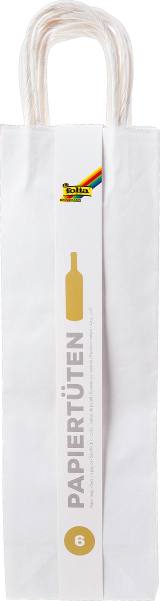 Folia papieren kraft zak voor flessen, 110 g/m², wit, pak van 6 stuks 25 stuks, OfficeTown