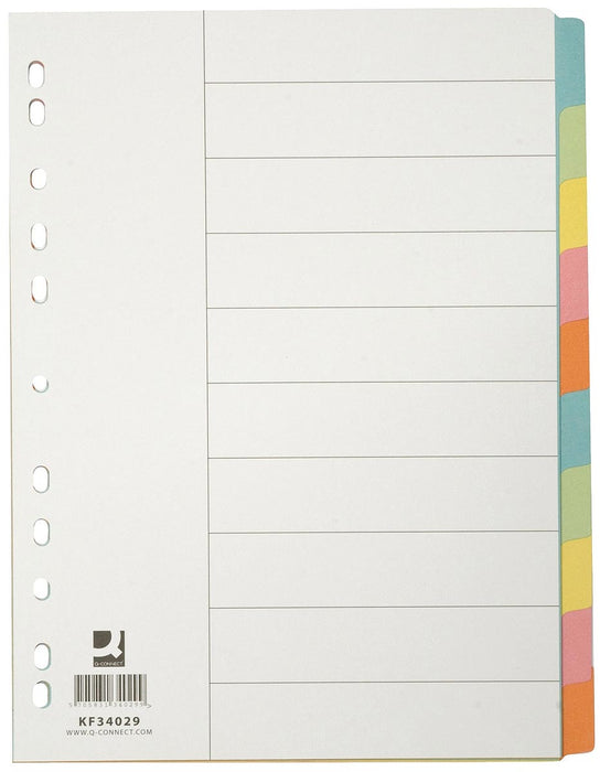 Q-CONNECT neutrale tabbladen van karton, A4-formaat, 10 tabs