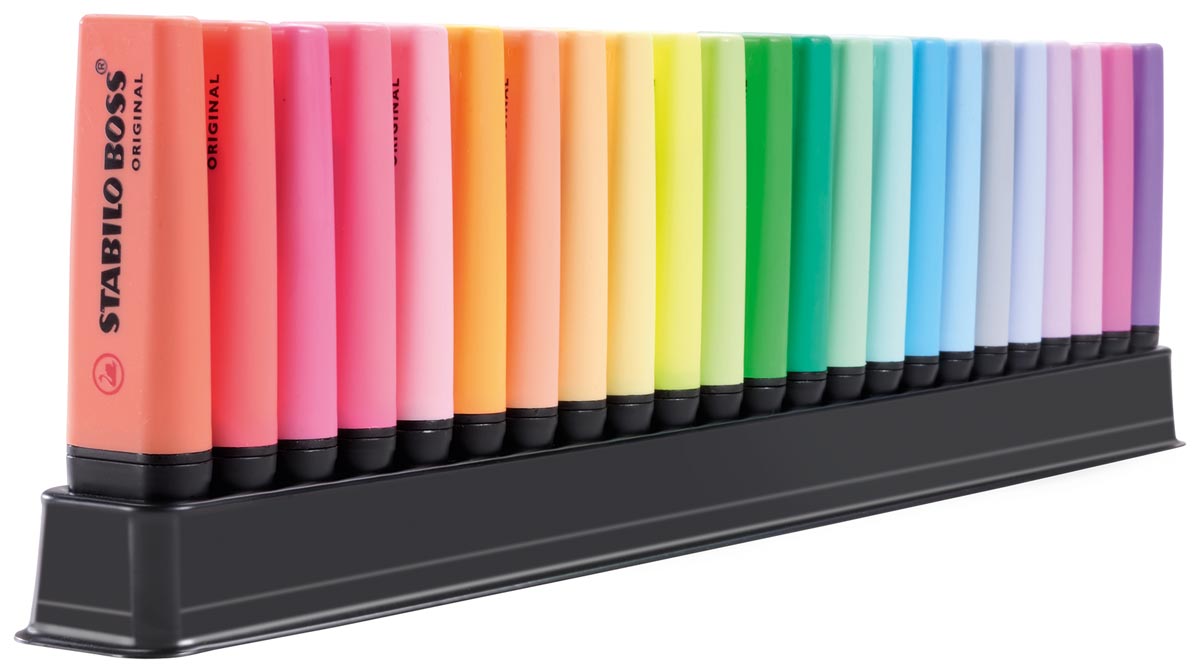 STABILO BOSS ORIGINAL markeerstift, deskset van 23 stuks in verschillende kleuren