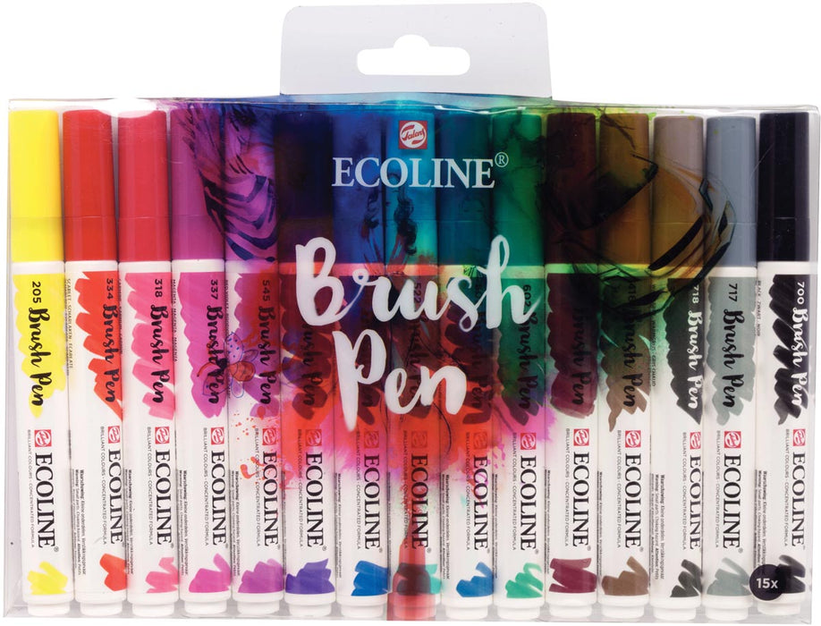Talens Ecoline Brush pen, etui met 15 stuks in geassorteerde kleuren