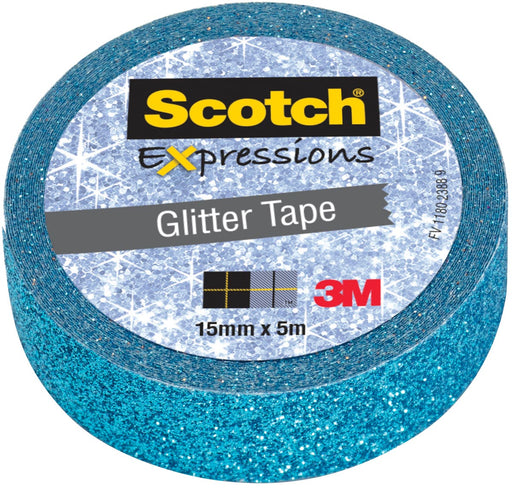 Scotch Expressions glitter tape, 15 mm x 5 m, blauw 18 stuks, OfficeTown