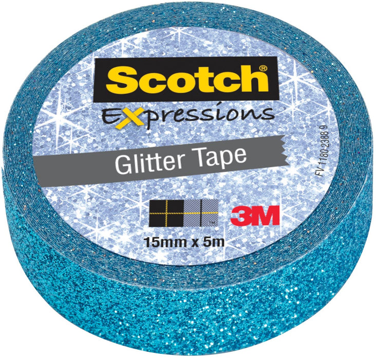 Scotch Expressions glitter tape, 15 mm x 5 m, blauw (teal blauw)