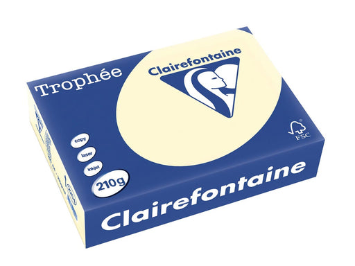 Clairefontaine Trophée Pastel, gekleurd papier, A4, 210 g, 250 vel, crème 4 stuks, OfficeTown