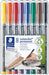Staedtler Lumocoler 318, OHP-marker, permanent, 0,6 mm, etui van 8 stuks in geassorteerde kleuren 10 stuks, OfficeTown
