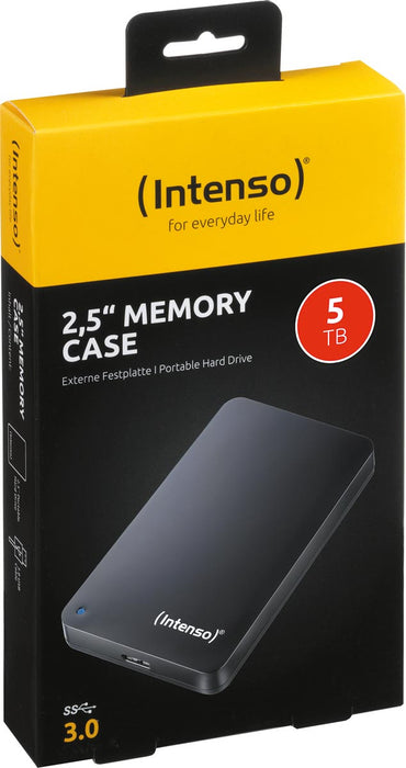 Intenso Memory Case draagbare harde schijf, 5 TB, zwart met USB 3.0 - 85 MB/s schrijfsnelheid