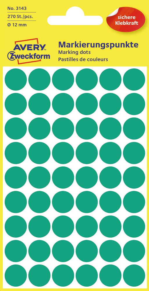 Avery Ronde etiketten diameter 12 mm, groen, 270 stuks 10 stuks, OfficeTown