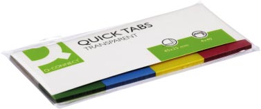 Q-CONNECT Quick Tabs, ft 25 x 45 mm, 4 x 40 tabs, assorted colors