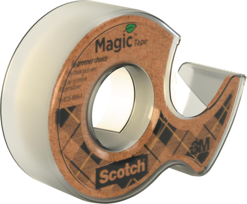 Plakband Magic Tape - 19 mm, 20 m, op dispenser van 100 % gerecycled plastic met watergedragen, oplosmiddelvrije lijm