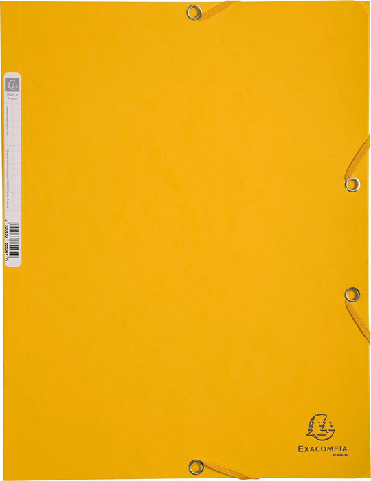 Exacompta elastomap van karton, A4 formaat, 3 kleppen, set van 3 stuks in 3 tinten oranje (Zon)