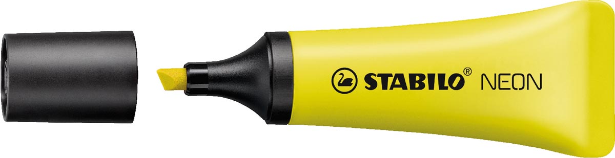 STABILO NEON marker, geel met schuine punt STABILO