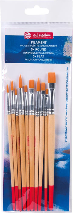 Talens Art Creation aquarelpenselen polyester assorti, set van 10 penselen