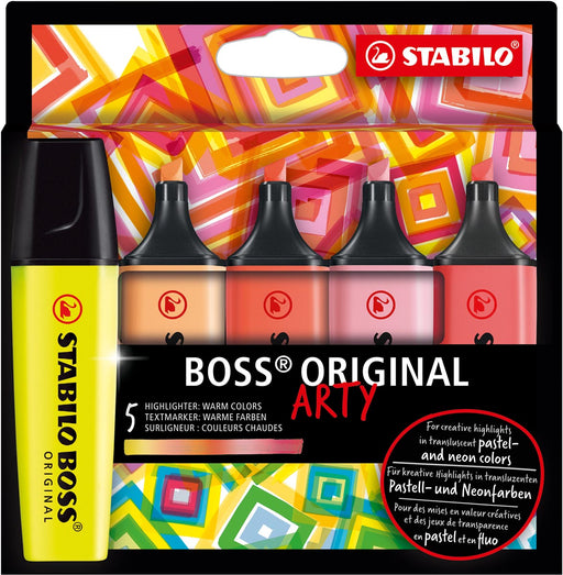 STABILO BOSS ORIGINAL markeerstift Arty, kartonnen etui van 5 stuks in geassorteerde kleuren 5 stuks, OfficeTown