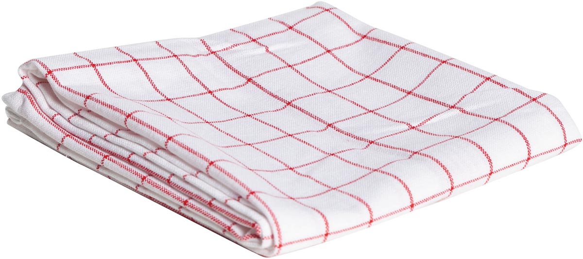 Gezellige handdoek, 6 stuks, wit/rood geruit, afmetingen 72 x 50 cm