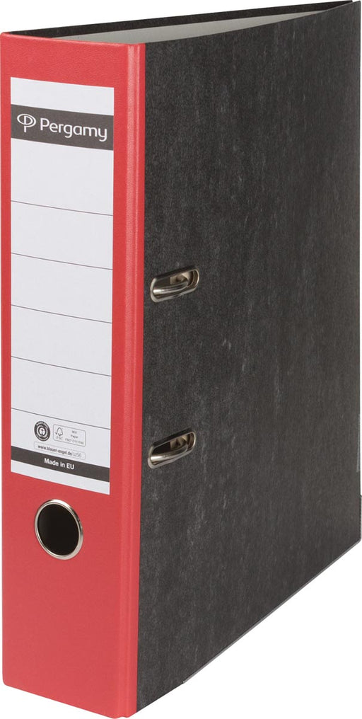 Pergamy ordner,  voor ft A4, uit karton, rug van 8 cm, gewolkt rood 20 stuks, OfficeTown