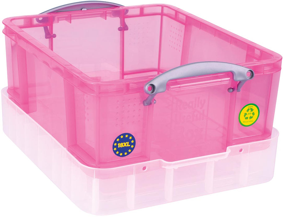 Really Useful Box Box opbergdoos 18 liter XL, doorzichtig roze