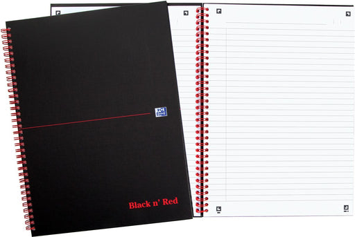 Oxford BLACK N' RED spiraalblok karton, 140 bladzijden ft A4, gelijnd 5 stuks, OfficeTown