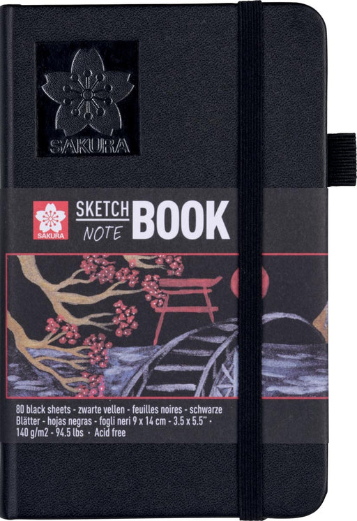 Sakura schetsboek, 80 vel, 140 g/m², ft 9 x 14 cm, zwart papier 5 stuks, OfficeTown