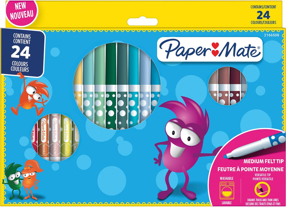 Paper Mate Uitwasbare Viltstiften, Verpakking van 24 stuks