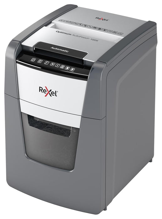 Rexel Optimum Auto+ 100X papiervernietiger - 100 vellen Capaciteit, 4 x 28 mm Snit