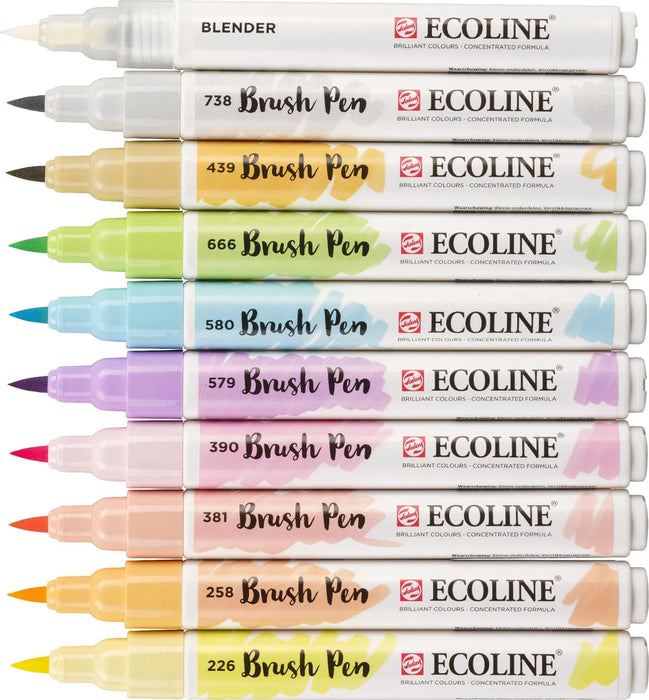 Talens Ecoline Brush pen, etui van 10 stuks in pastelkleuren 3 stuks, OfficeTown