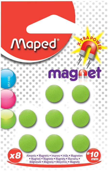 Maped magneten op blister diameter 10 mm, 8 stuks, 1 kleur per blister