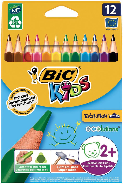 Bic kleurpotlood Ecolutions Evolution Triangle 12 potloden in een kartonnen etui 12 stuks, OfficeTown