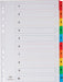 Pergamy tabbladen met indexblad, ft A4, 11-gaatsperforatie, geassorteerde kleuren, set 1-10 25 stuks, OfficeTown