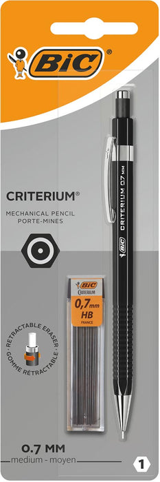 Bic automatisch potlood Criterium, blister van 1 stuk + 12 navullingen (gratis), zwart, 0,7 mm