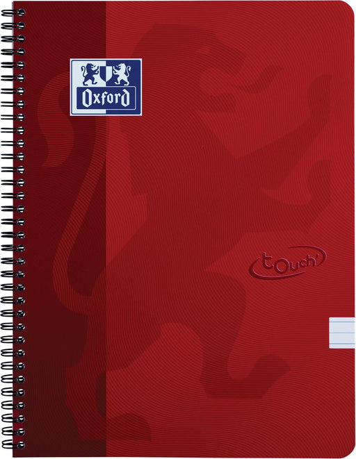 Oxford School Touch spiraalblok, ft A4, 140 bladzijden, gelijnd, rood 5 stuks, OfficeTown