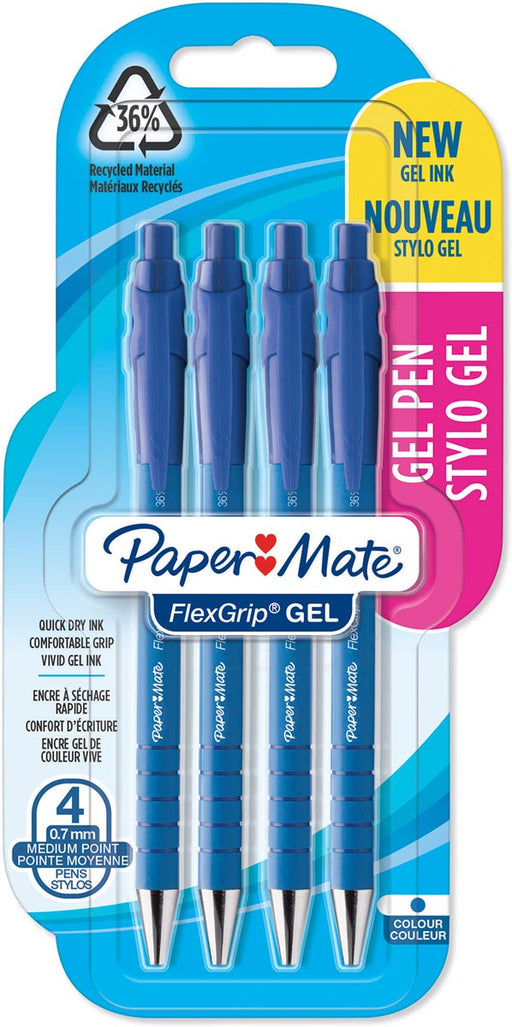 Paper Mate balpen Flexgrip Gel, blister van 4 stuks, blauw 12 stuks, OfficeTown