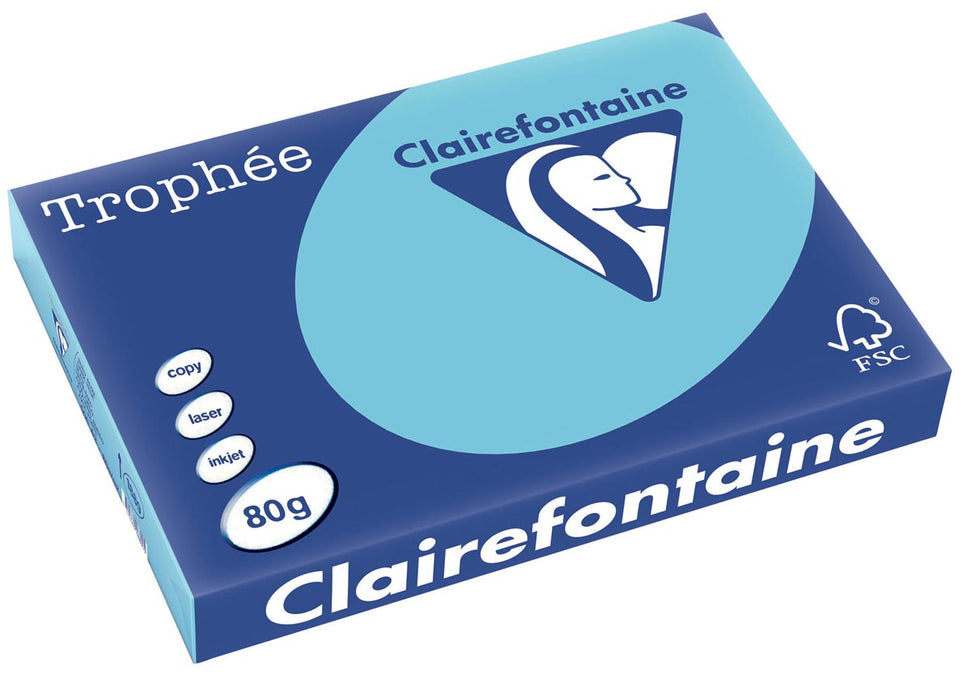 Clairefontaine Trophée Pastel, gekleurd papier, A3, 80 g, 500 vel, helblauw