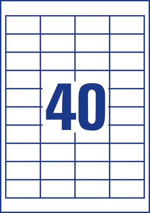 Avery Zweckform 3657, Universele etiketten, Ultragrip, wit, 100 vel, 40 per vel, 48,5 x 25,4 mm
