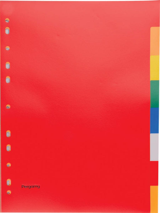 Pergamy tabbladen, ft A4, 11-gaatsperforatie, PP, 8 tabs in geassorteerde kleuren 65 stuks, OfficeTown