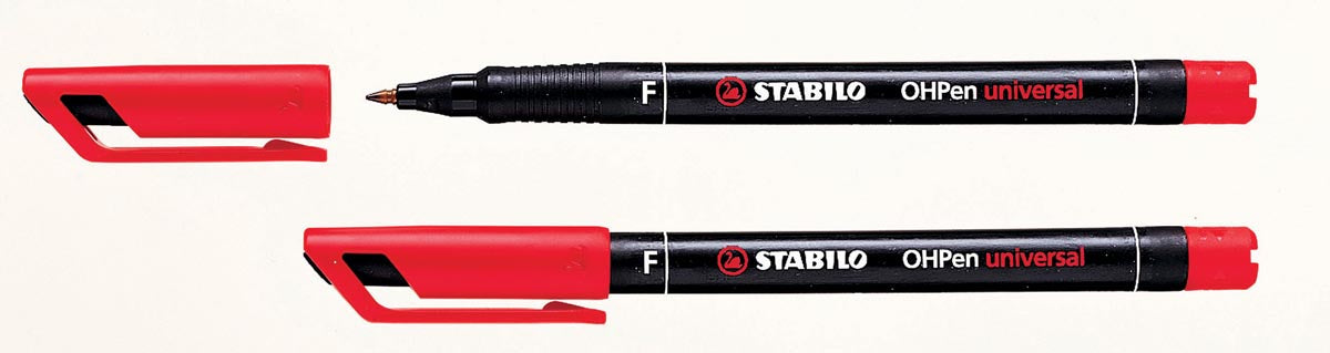 STABILO OHPen universeel, OHP-marker, permanent, fijn 0,7 mm, rood