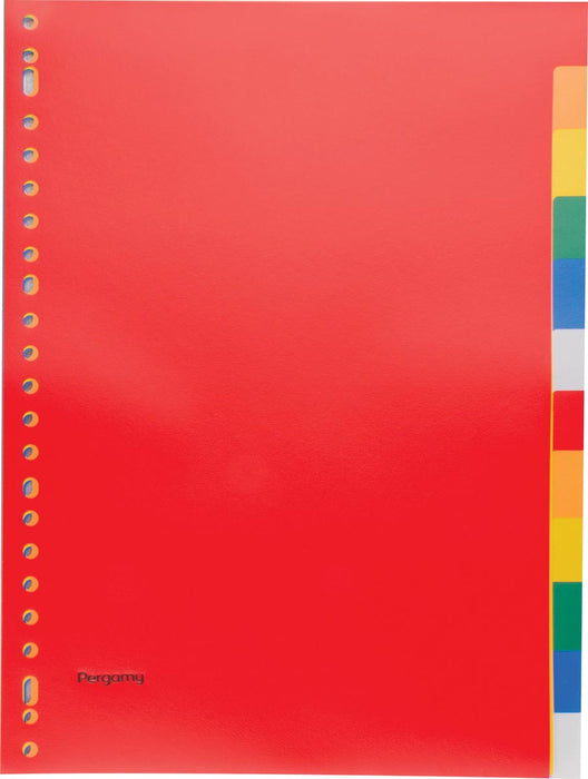 Pergamy tabbladen, A4-formaat, 23-gaats perforatie, PP, 12 tabs in diverse kleuren