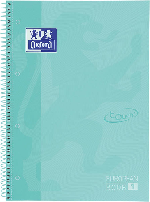 Oxford School Touch Europeanbook spiraalblok, ft A4+, 160 bladzijden, gelijnd, pastel groen 5 stuks