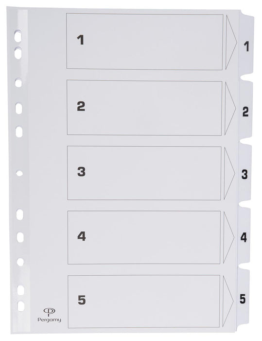 Pergamy tabbladen met indexblad A4 formaat, 11-gaatsperforatie, karton, set 1-5