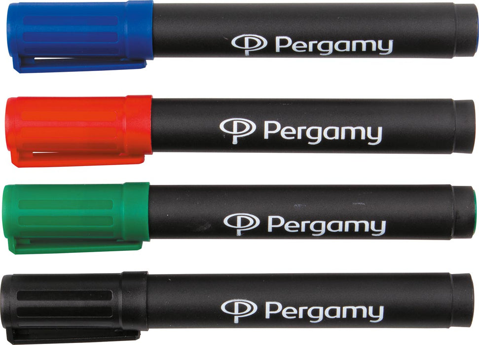 Pergamy permanente marker set met ronde punt, 4 stuks