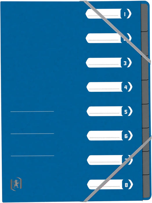 Elba Oxford Top File+ sorteermap, 8 vakken, met elastosluiting, blauw