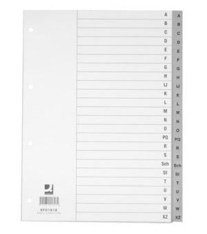 Alfabetische tabbladen van Q-CONNECT, A4, PP, met indexblad, 24 tabs, grijs