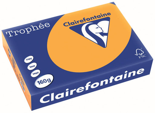 Clairefontaine Trophée Pastel, gekleurd papier, A4, 160 g, 250 vel, oranje 4 stuks, OfficeTown