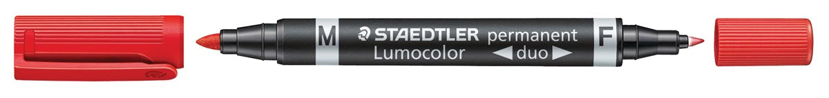 Staedtler Lumocolor Duo 348, permanente markeerstift, rood met dubbele punt