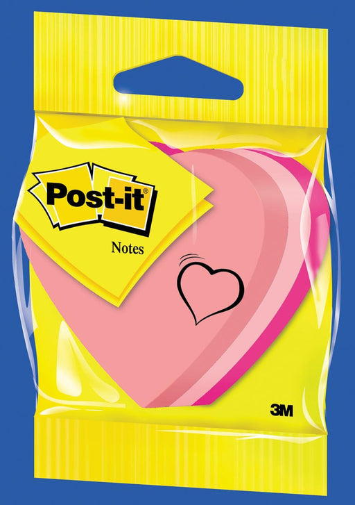 Post-it Notes mini hart, 3 kleuren, blok van 225 vel, op blister 12 stuks, OfficeTown