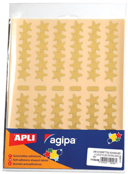 Agipa metalen stickers, blister met 288 stuks, goud en zilver, ster 20 mm - OfficeTown