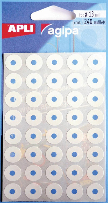 Agipa versterkingsringen etui van 240 stuks met een diameter van 13 mm van wit plastic - OfficeTown