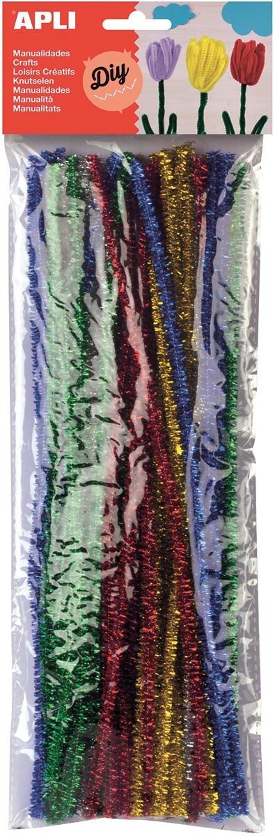 Apli chenilledraad, set van 50 stuks in verschillende glanzende kleuren met glitter - OfficeTown