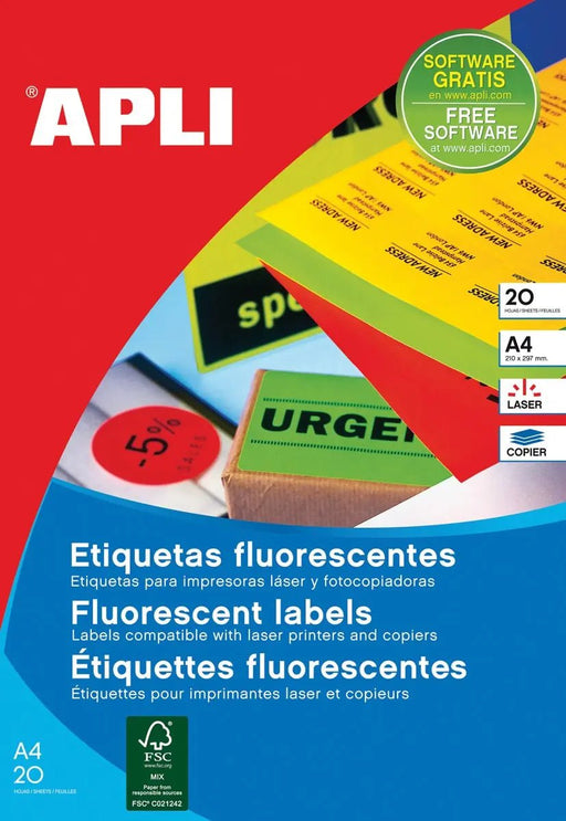 Apli fluo etiketten 99,1 x 67,7 mm (b x h) groen - OfficeTown
