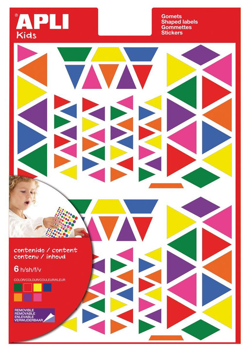Apli Kids afneembare stickers voor kinderen, driehoekig, verpakking met 720 stuks in diverse kleuren en maten - OfficeTown