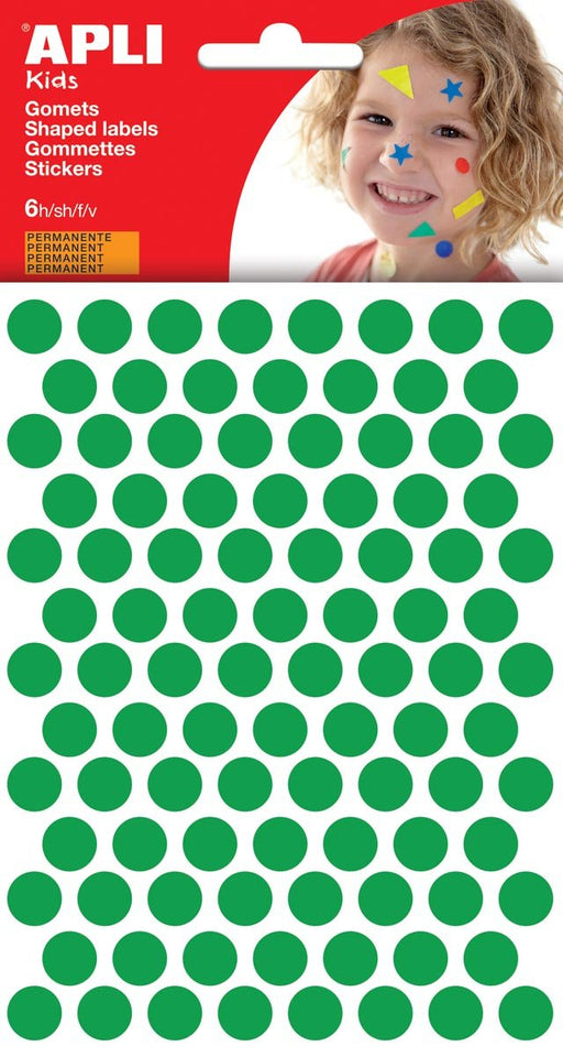 Apli Kids stickers, cirkel diameter 10,5 mm, blister met 528 stuks, groen - OfficeTown